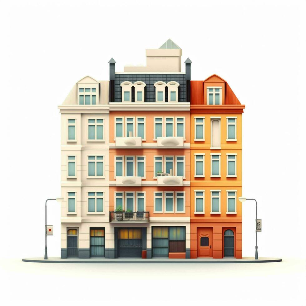 AI generated flat building design on white background photo