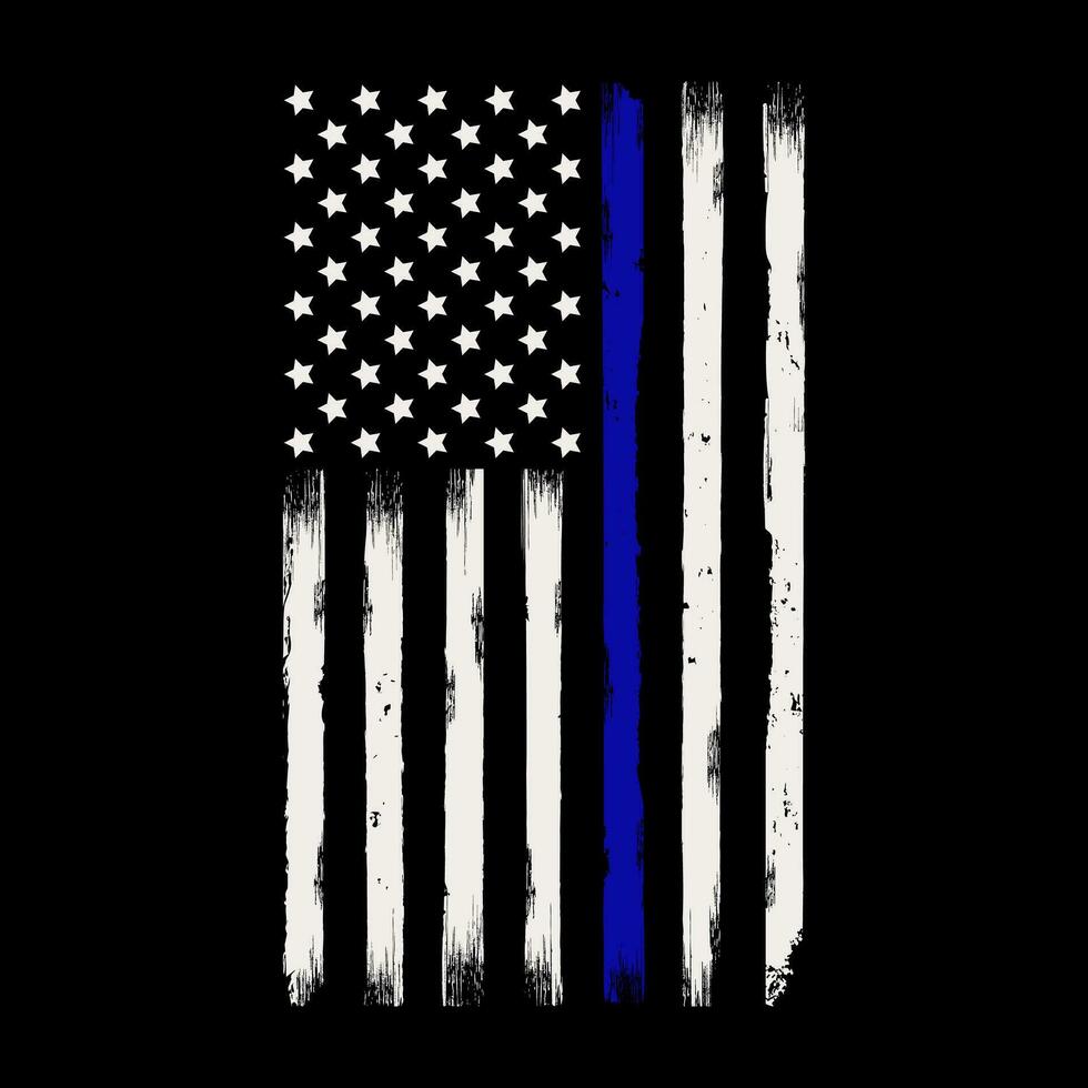 Thin blue line american flag design illustration vector