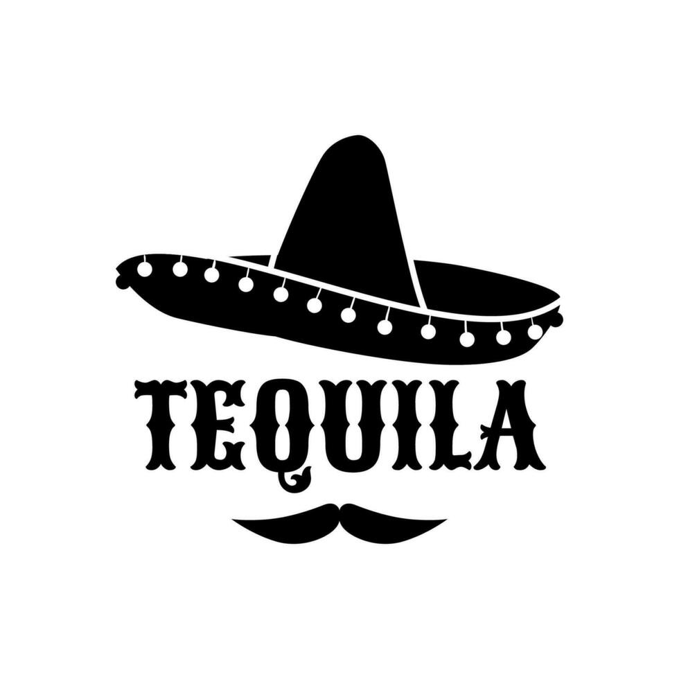 mexicano sombrero y tequila, mexico cocina icono vector