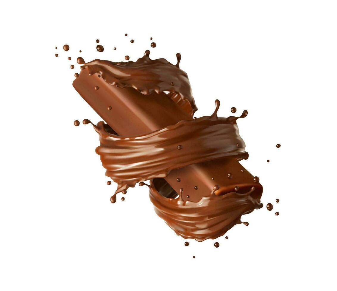 chocolate bar con chapoteo, choco ola giro remolino vector