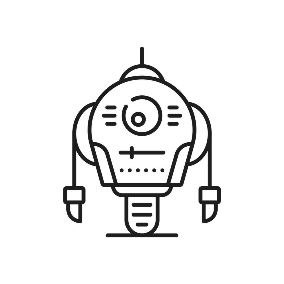 Robot line and outline icon, futuristic droid vector