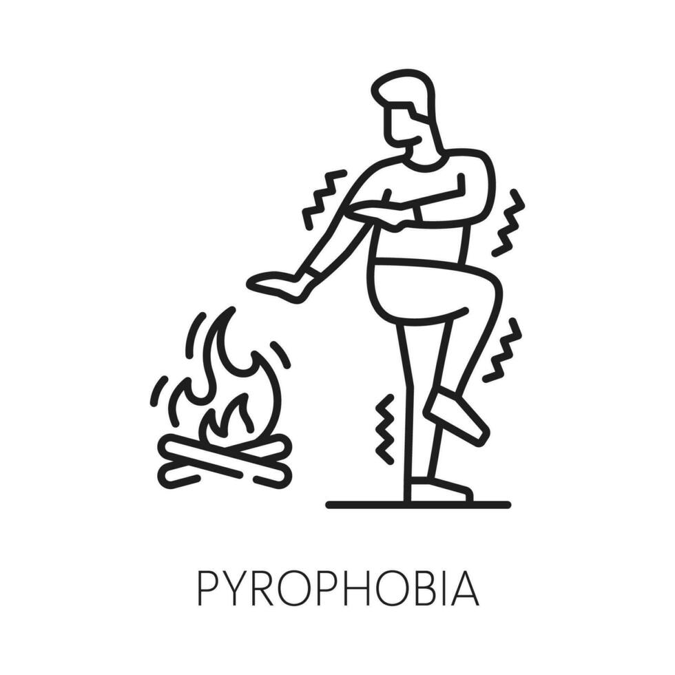 Human pyrophobia phobia, mental health icon vector