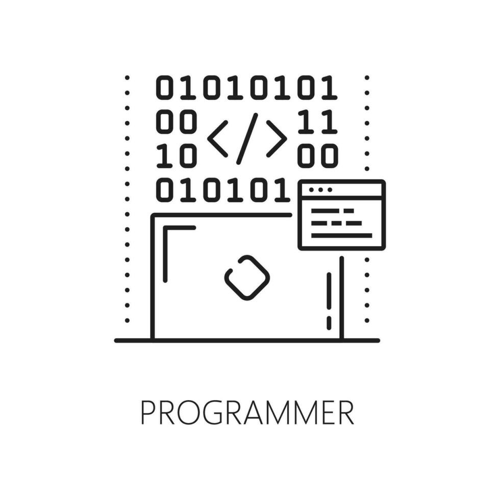 Programmer IT specialist icon, software engineer vector