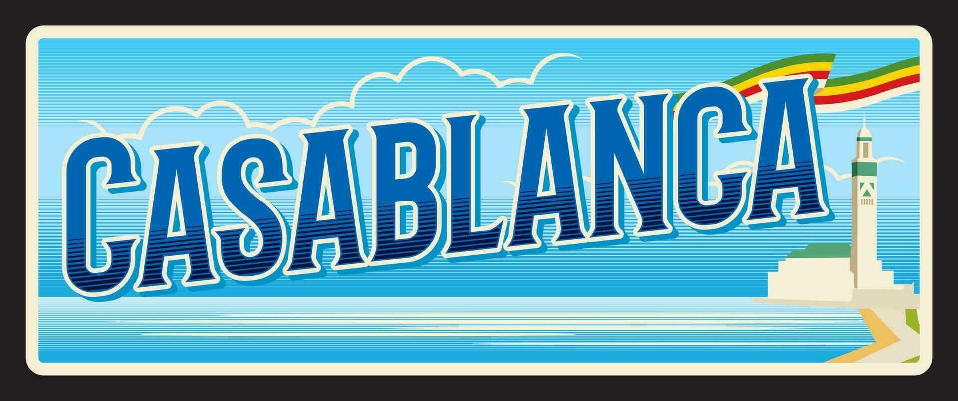 Casablanca city travel sticker or plaque vector