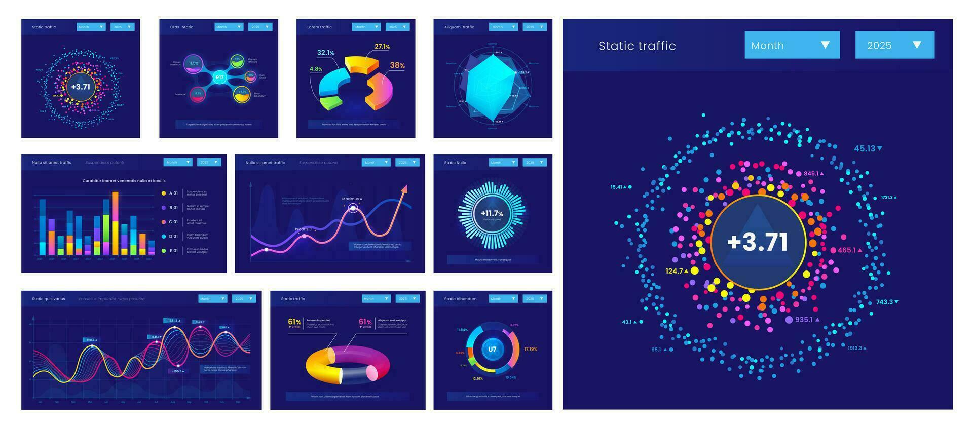 tablero informacion datos gráficos, gráficos y diagramas vector