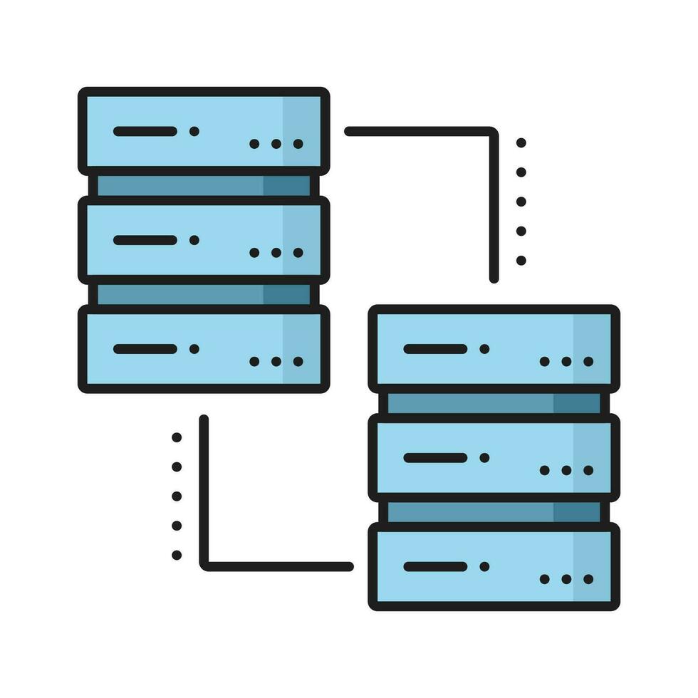 Database network server, cloud storage color icon vector