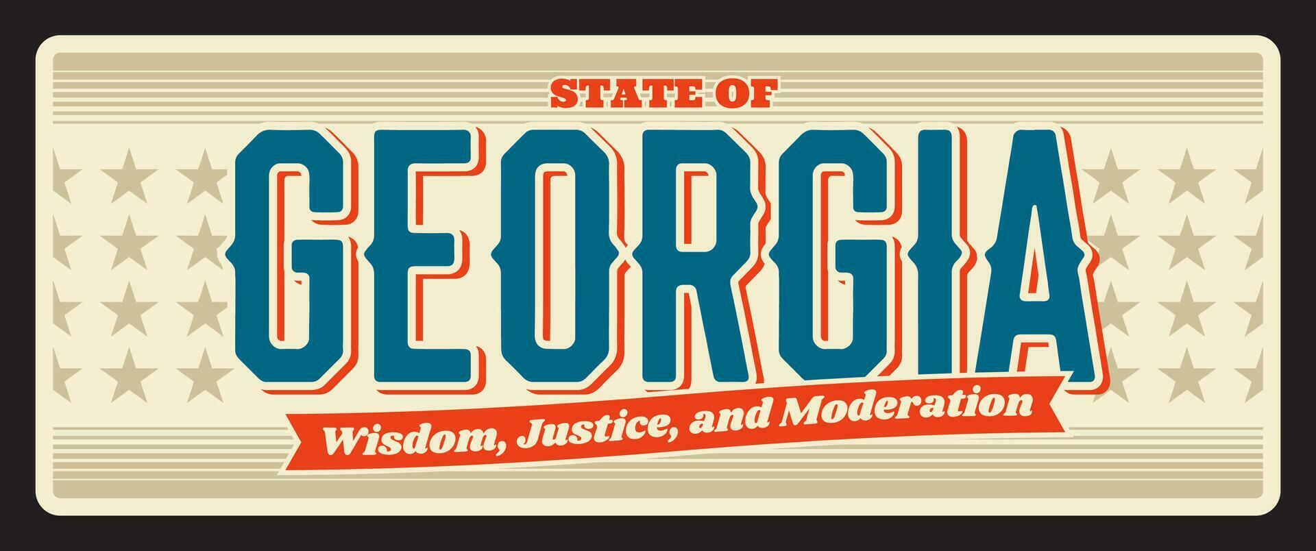 Georgia vintage travel plate, retro signboard vector