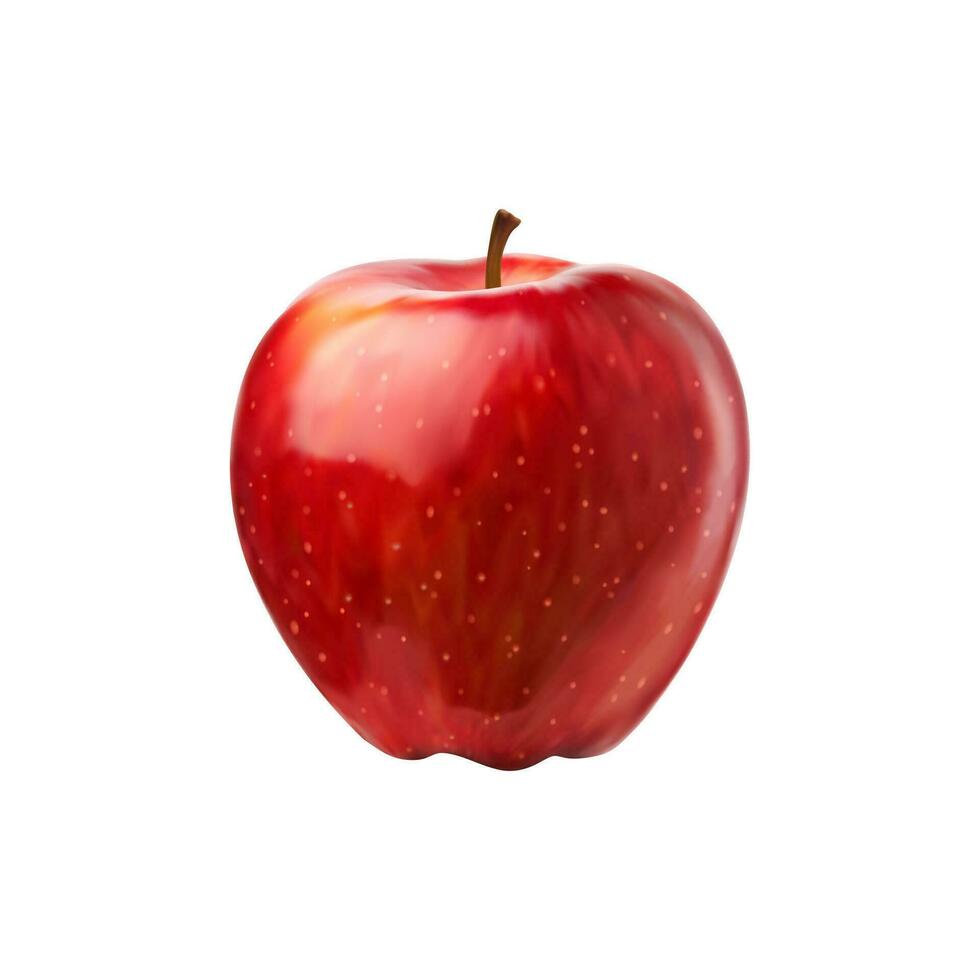 Realistic red apple whole fruit vector juicy plant