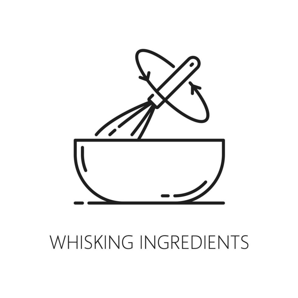 Cooking whisk with bowl icon. Mixing ingredients vector