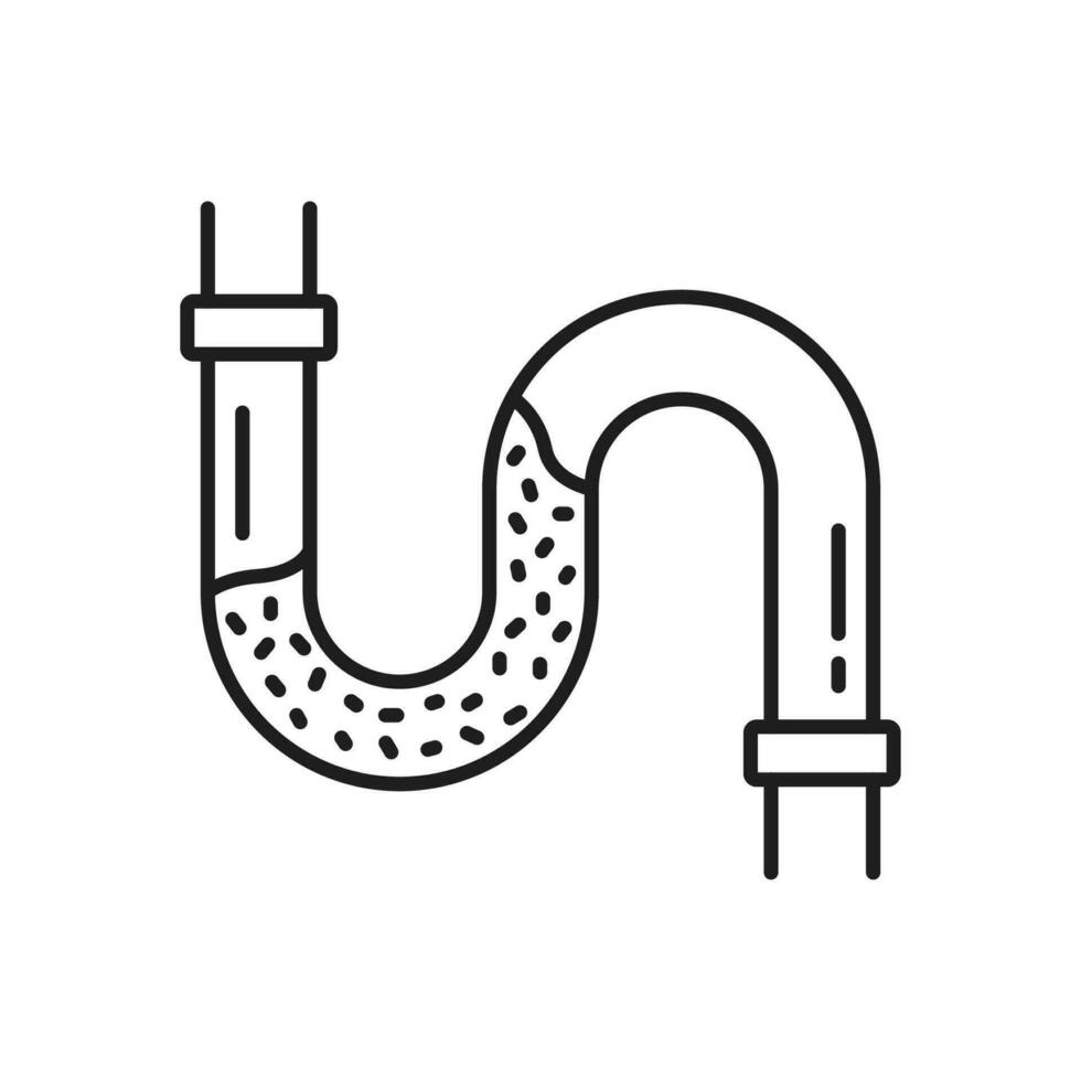 Plumbing service icon, thin line drain pipe clog vector