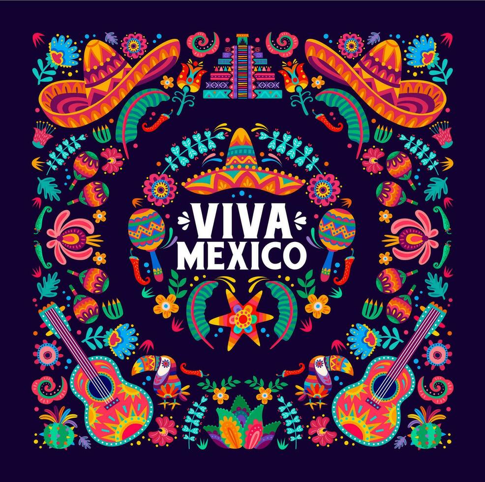 Viva Mexico Mexican independence day vector banner