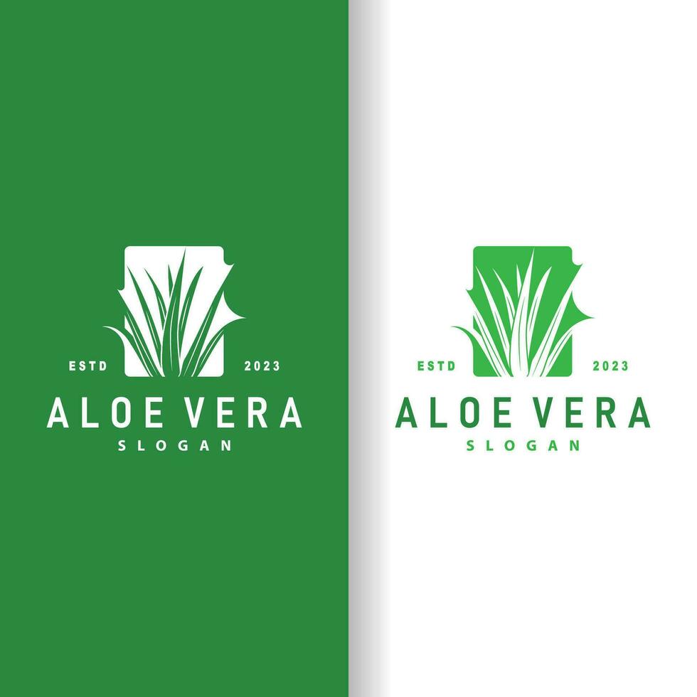 Aloe Vera Logo Design Simple Illustration Health Herbal Plant Grass vector