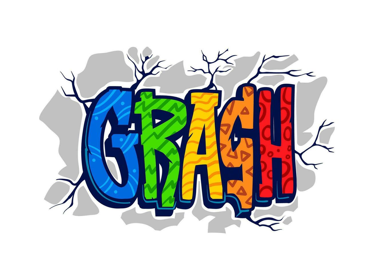 Crash graffiti street art, urban style print vector