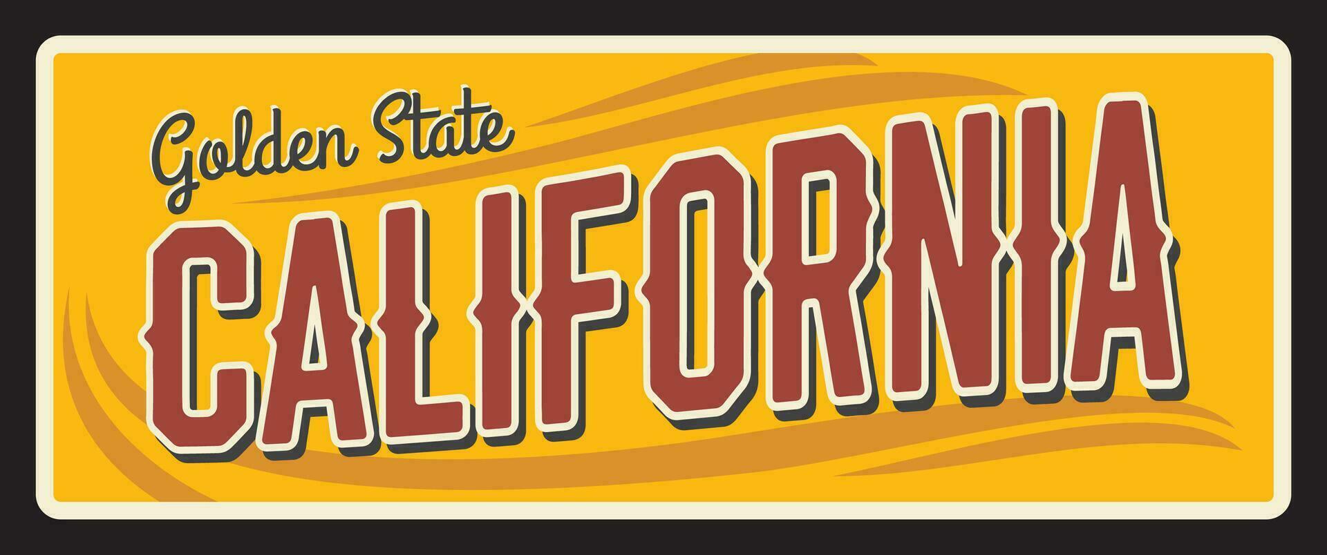 American states California vintage travel plate vector