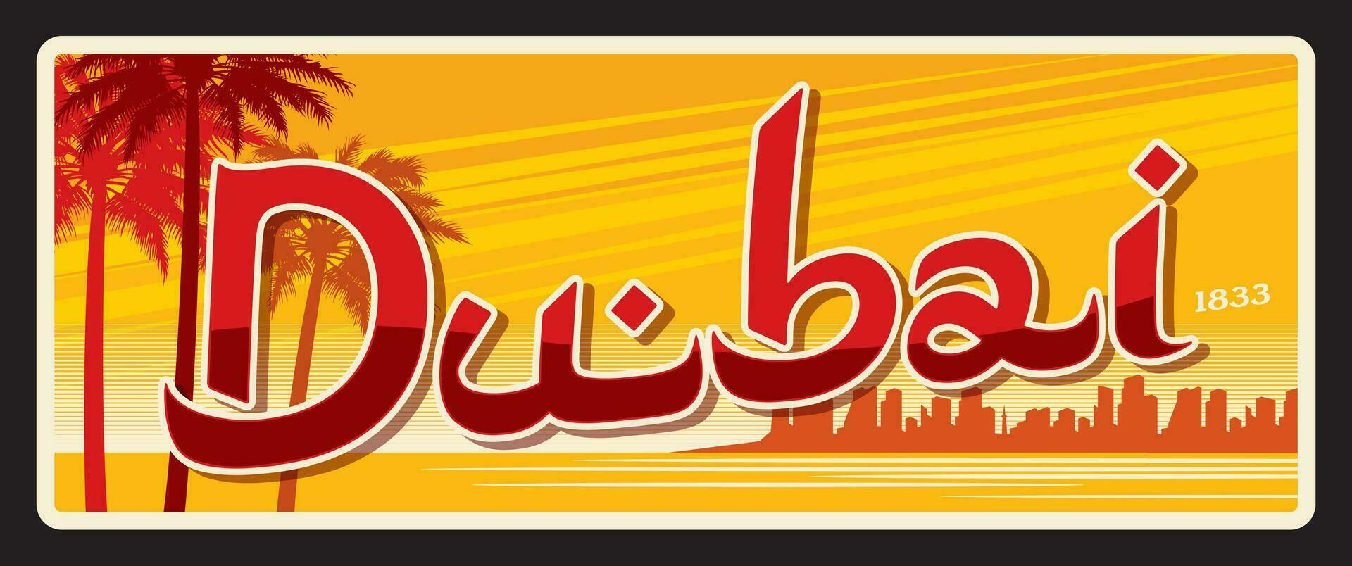 Dubai city travel sticker or plaque vector