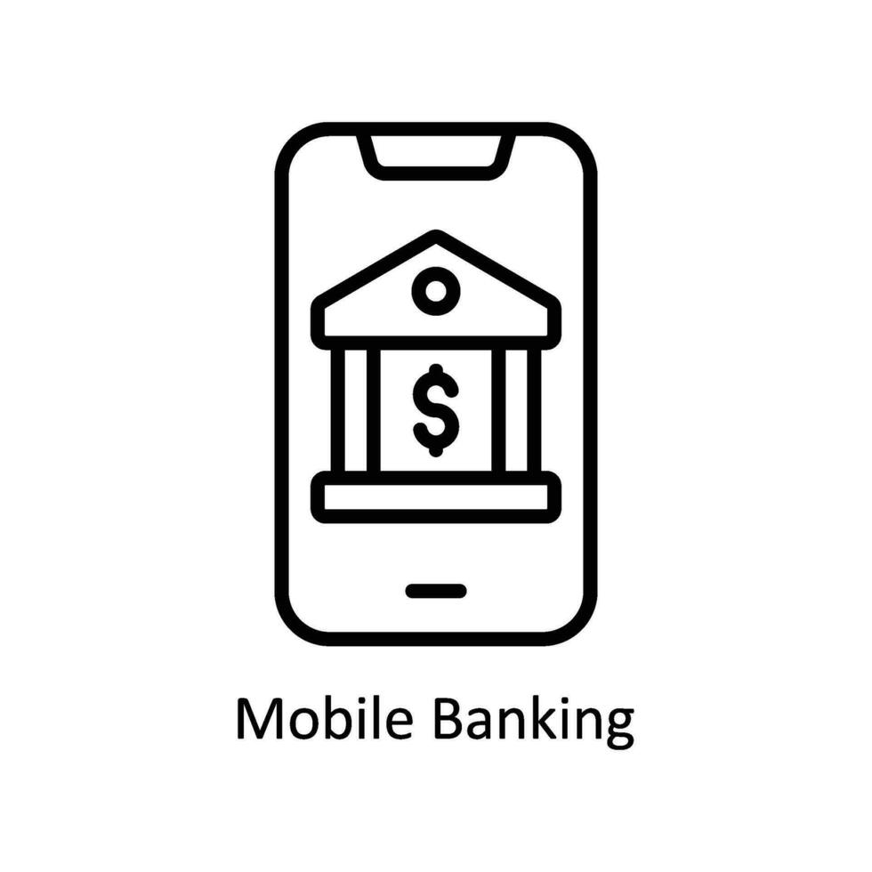 Mobile Banking vector   outline  Icon Design illustration. Business And Management Symbol on White background EPS 10 File