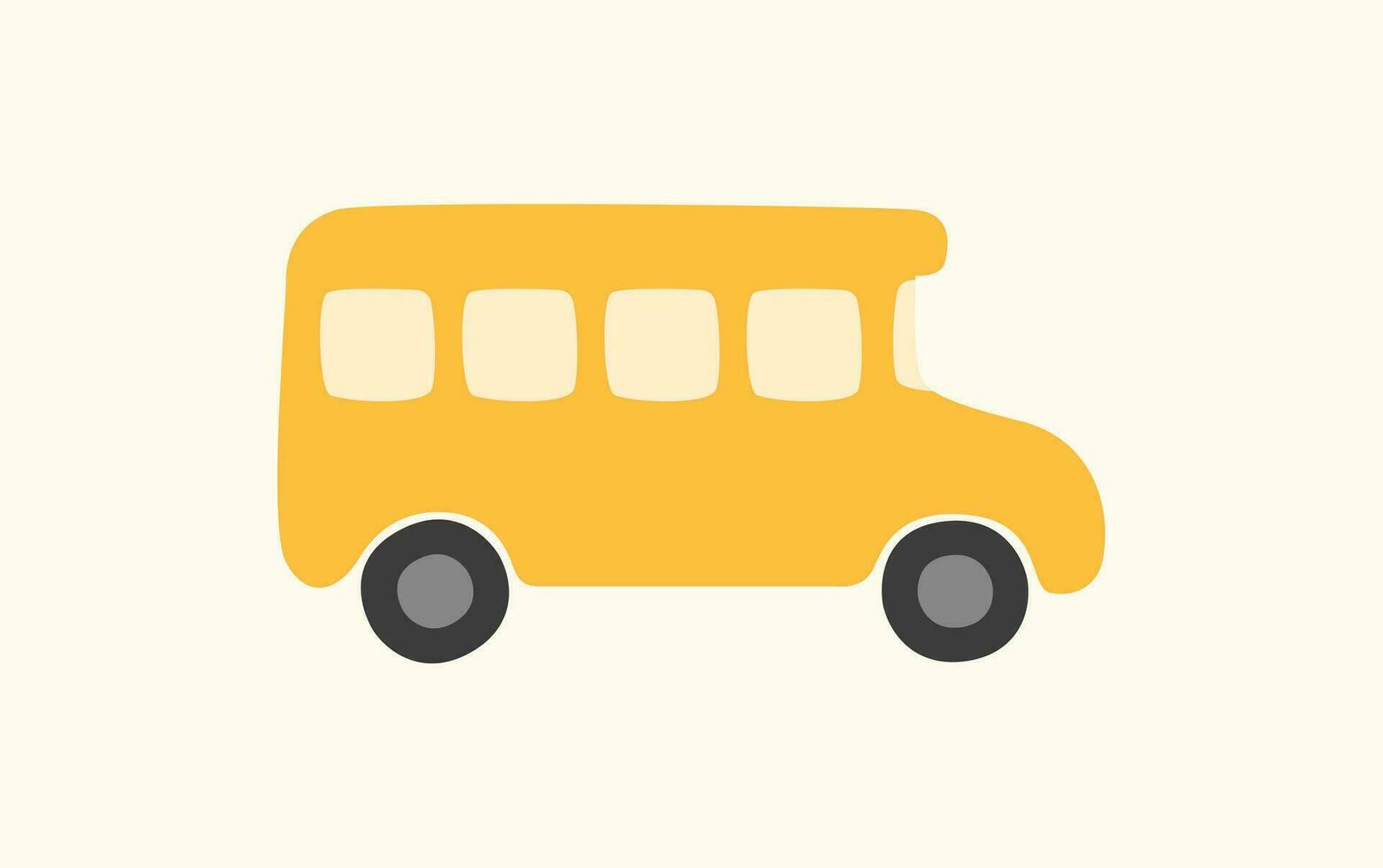 Yellow Cute School Bus Flat Design Vector