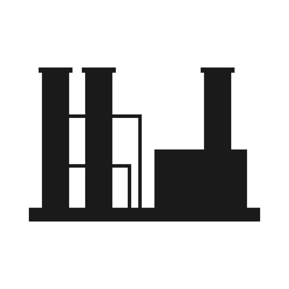 Factory building silhouette illustration on isolated background vector