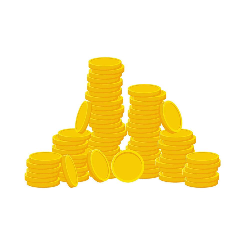 Flat illustration of pile of money coins on isolated background vector