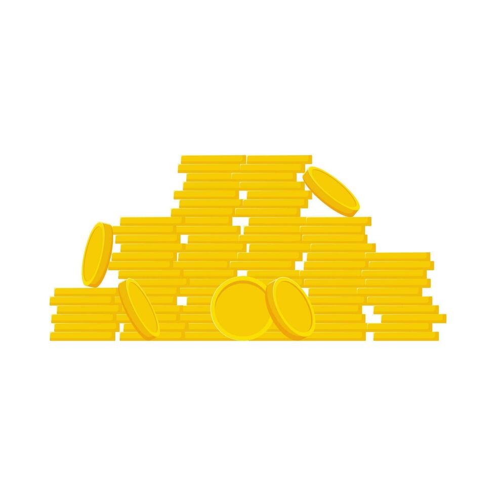 Flat illustration of pile of money coins on isolated background vector