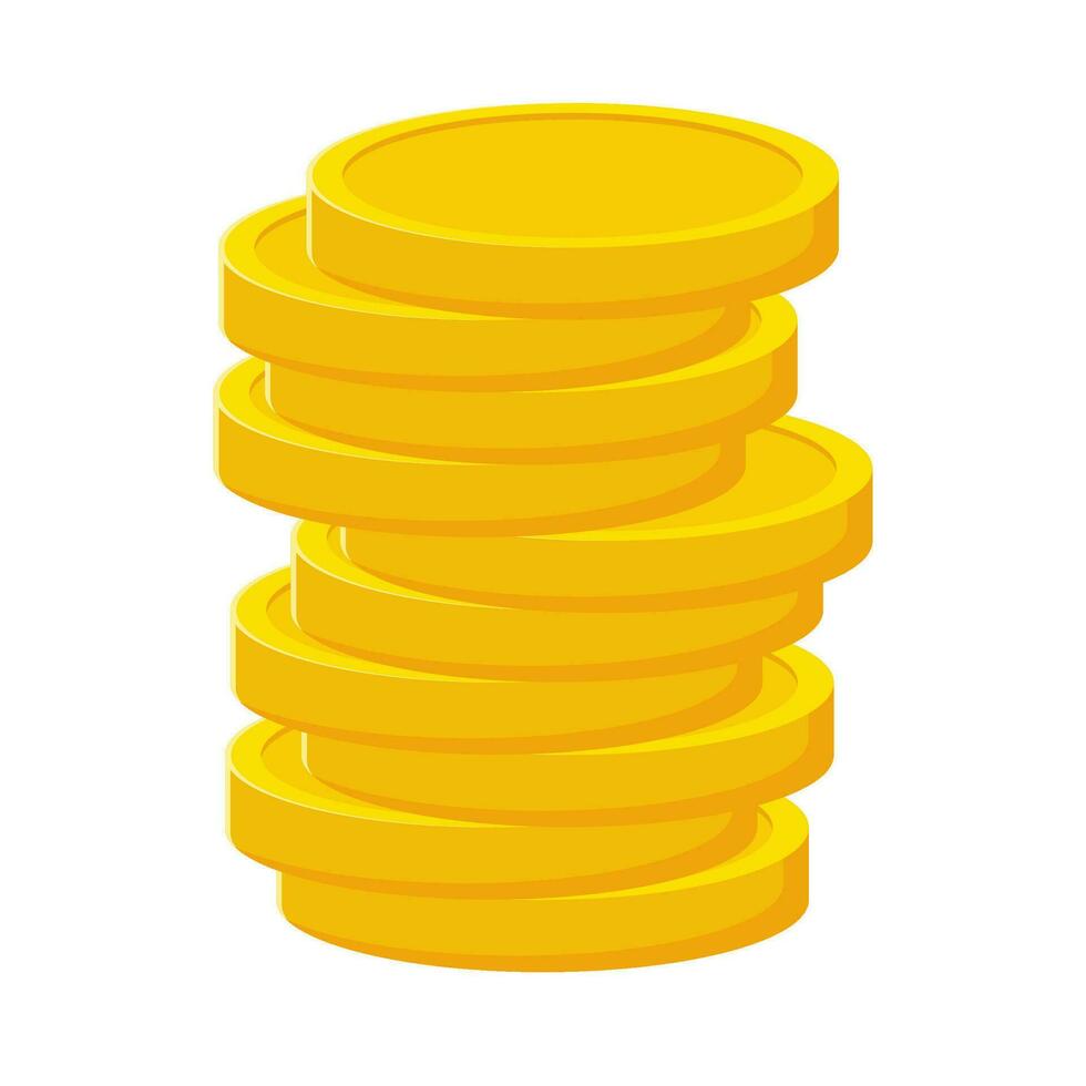 Flat illustration of pile of money coins on isolated background vector