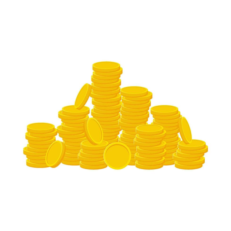 Flat illustration of pile of money coins on isolated background vector