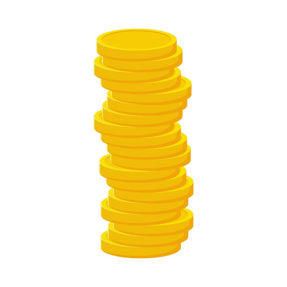 Flat illustration of pile of money coins on isolated background vector