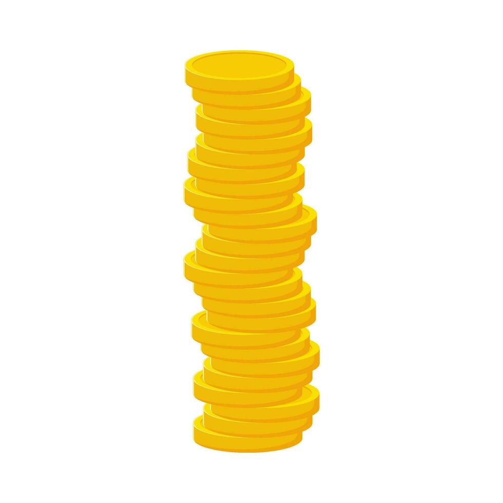 Flat illustration of pile of money coins on isolated background vector