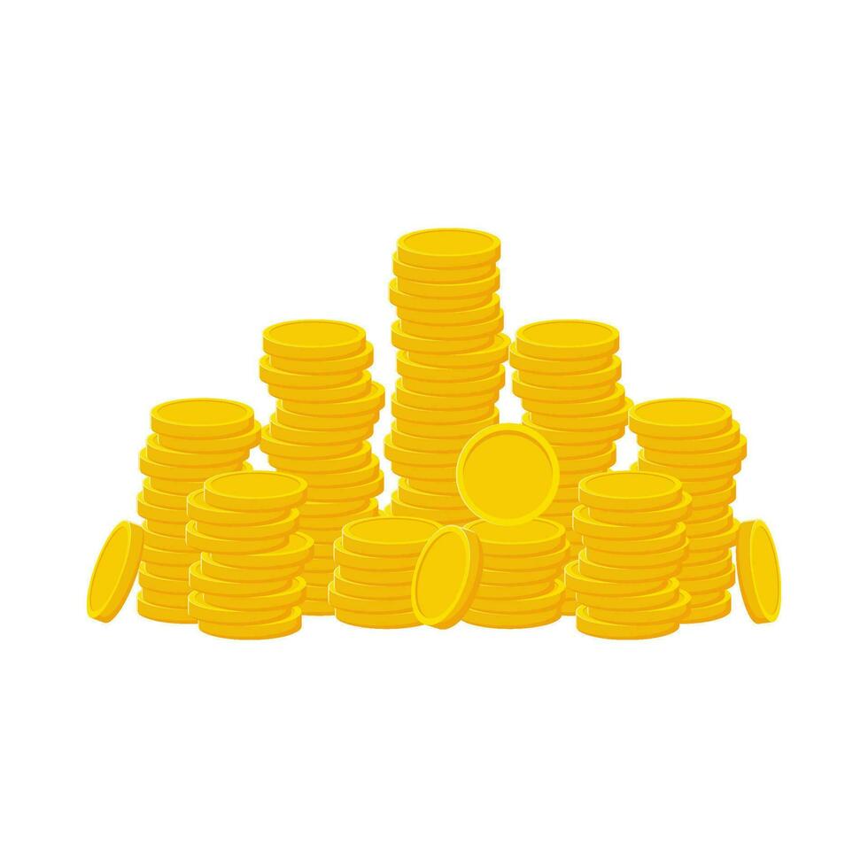 Flat illustration of pile of money coins on isolated background vector