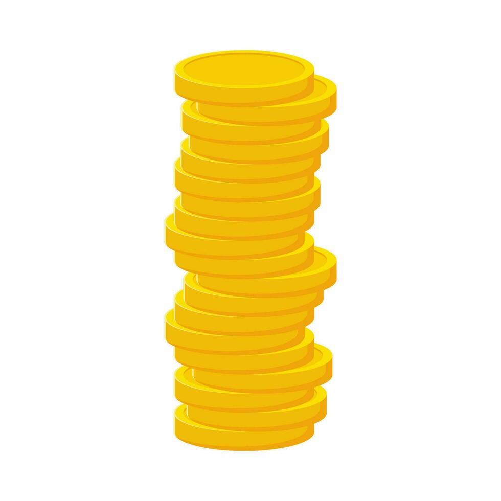 Flat illustration of pile of money coins on isolated background vector