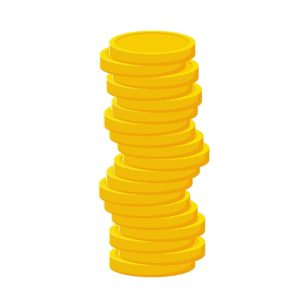 Flat illustration of pile of money coins on isolated background vector