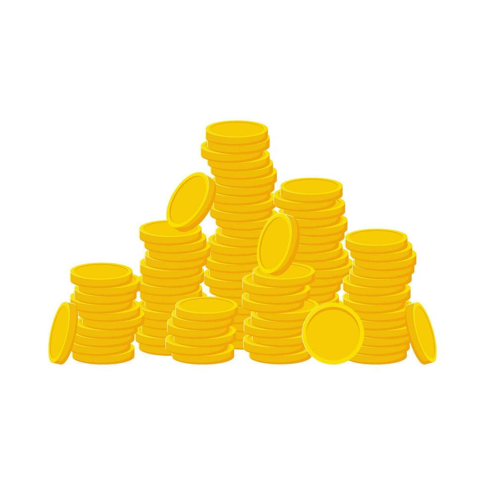 Flat illustration of pile of money coins on isolated background vector