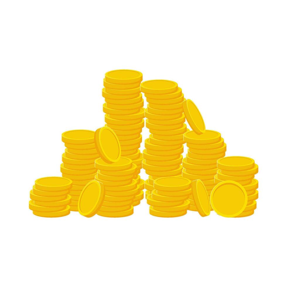 Flat illustration of pile of money coins on isolated background vector