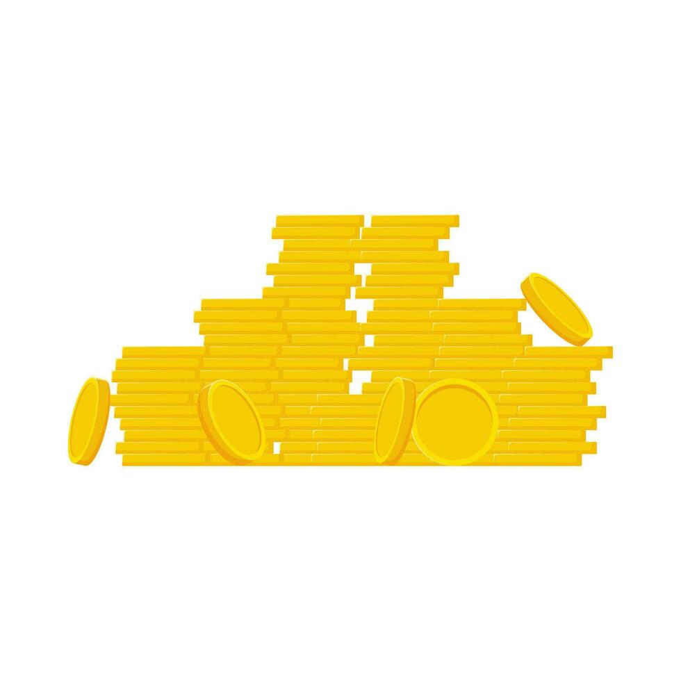 Flat illustration of pile of money coins on isolated background vector