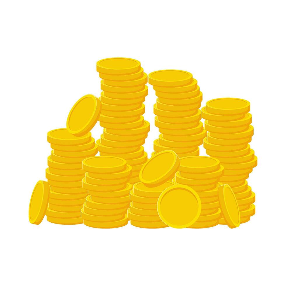 Flat illustration of pile of money coins on isolated background vector