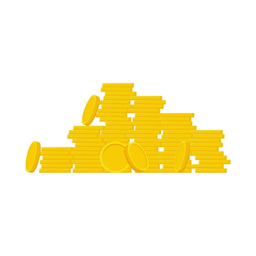 Flat illustration of pile of money coins on isolated background vector