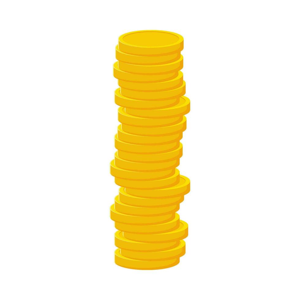 Flat illustration of pile of money coins on isolated background vector