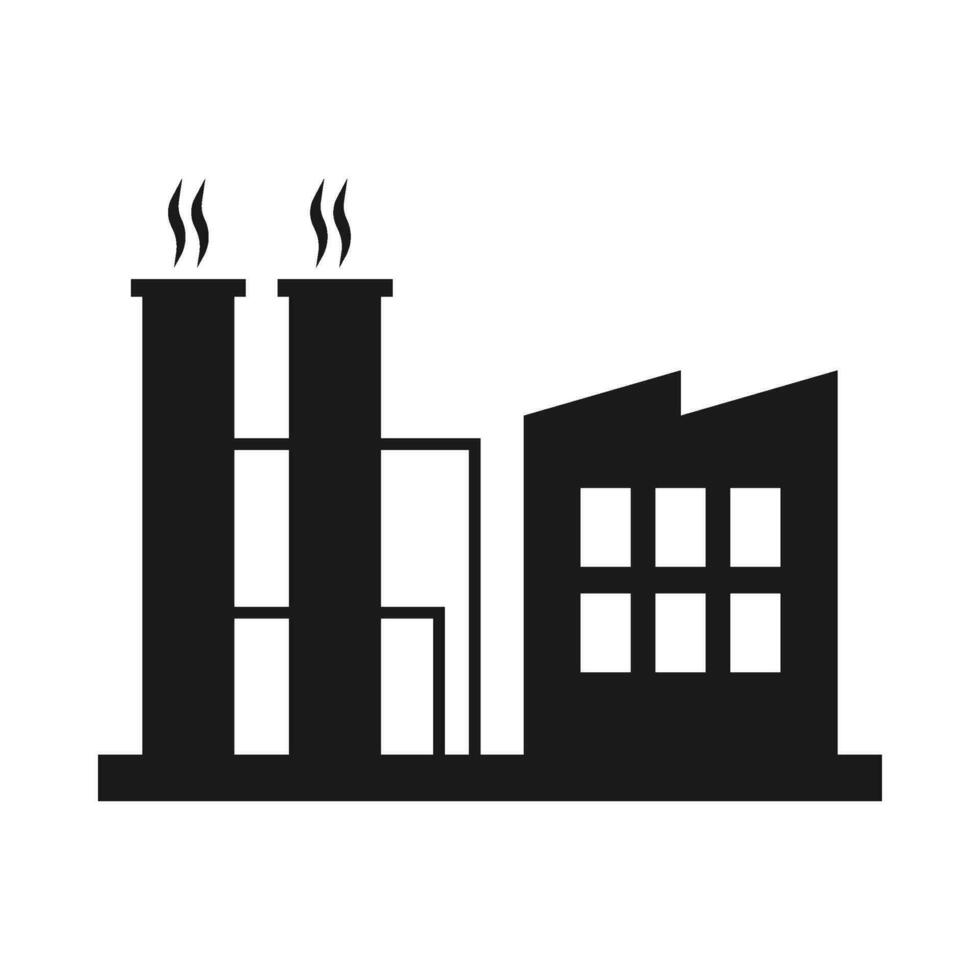 Factory building silhouette illustration on isolated background vector