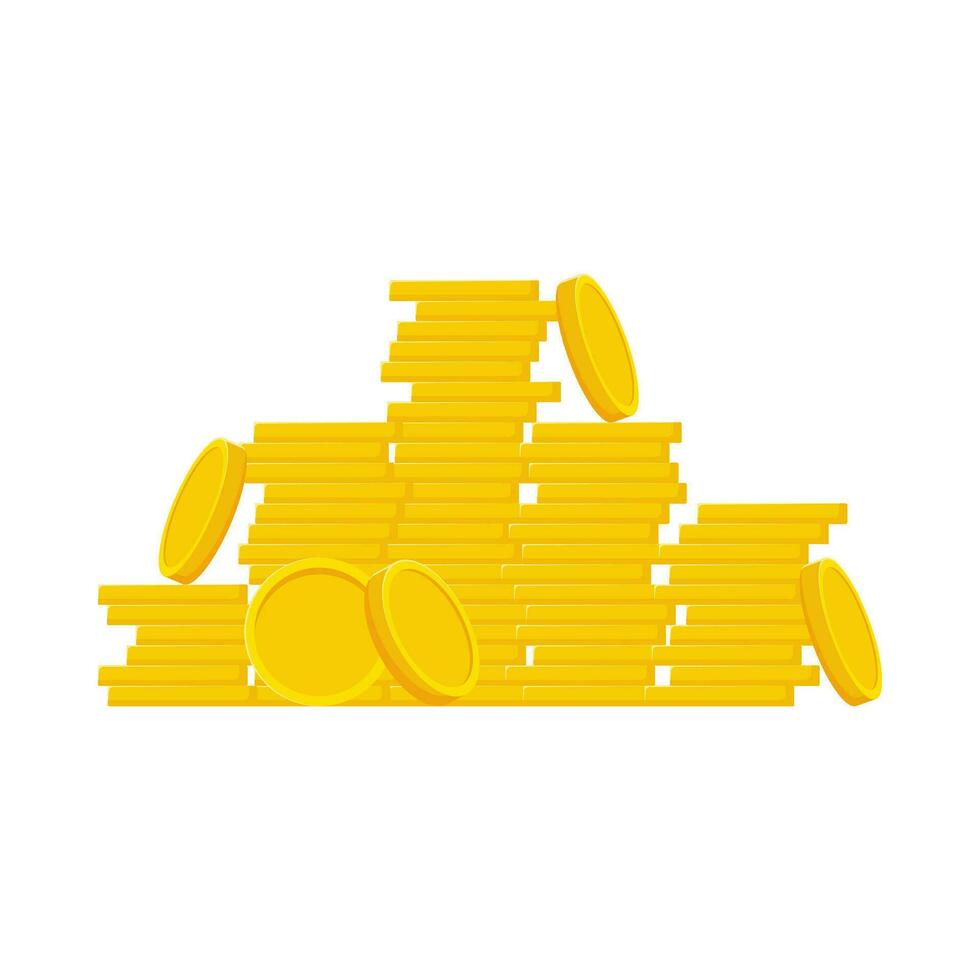 Flat illustration of pile of money coins on isolated background vector