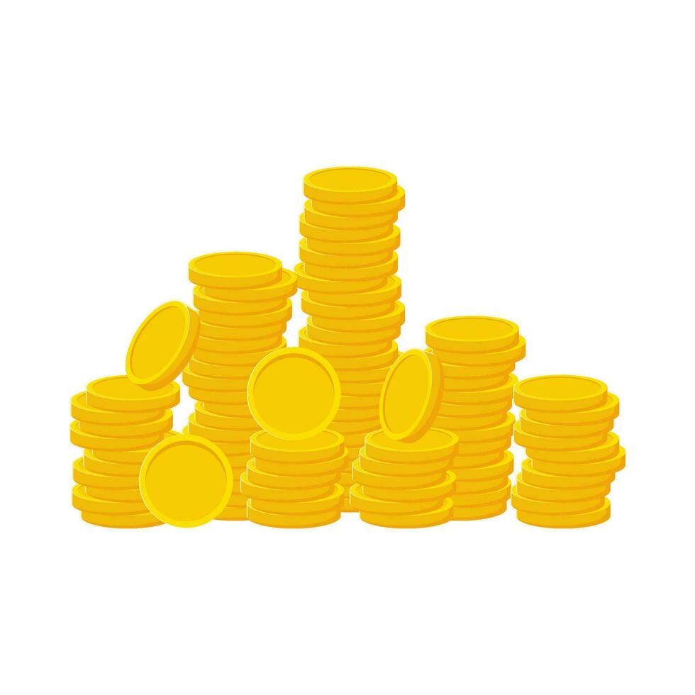 Flat illustration of pile of money coins on isolated background vector