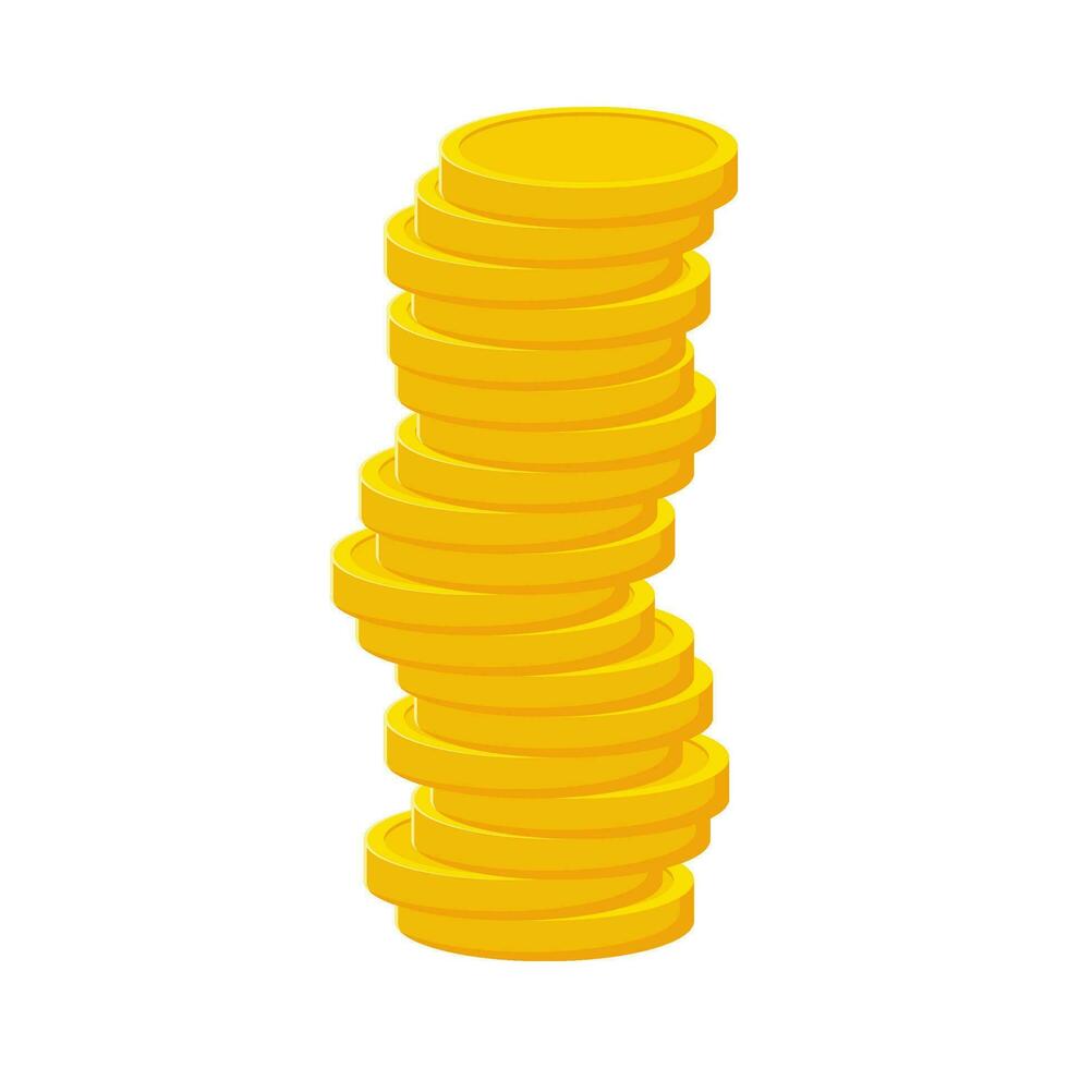 Flat illustration of pile of money coins on isolated background vector