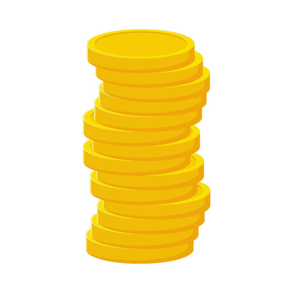 Flat illustration of pile of money coins on isolated background vector