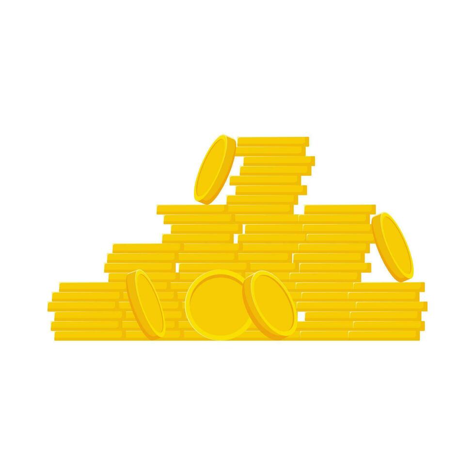 Flat illustration of pile of money coins on isolated background vector