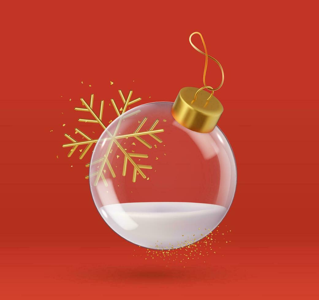 3d Realistic hanging glass christmas balls vector