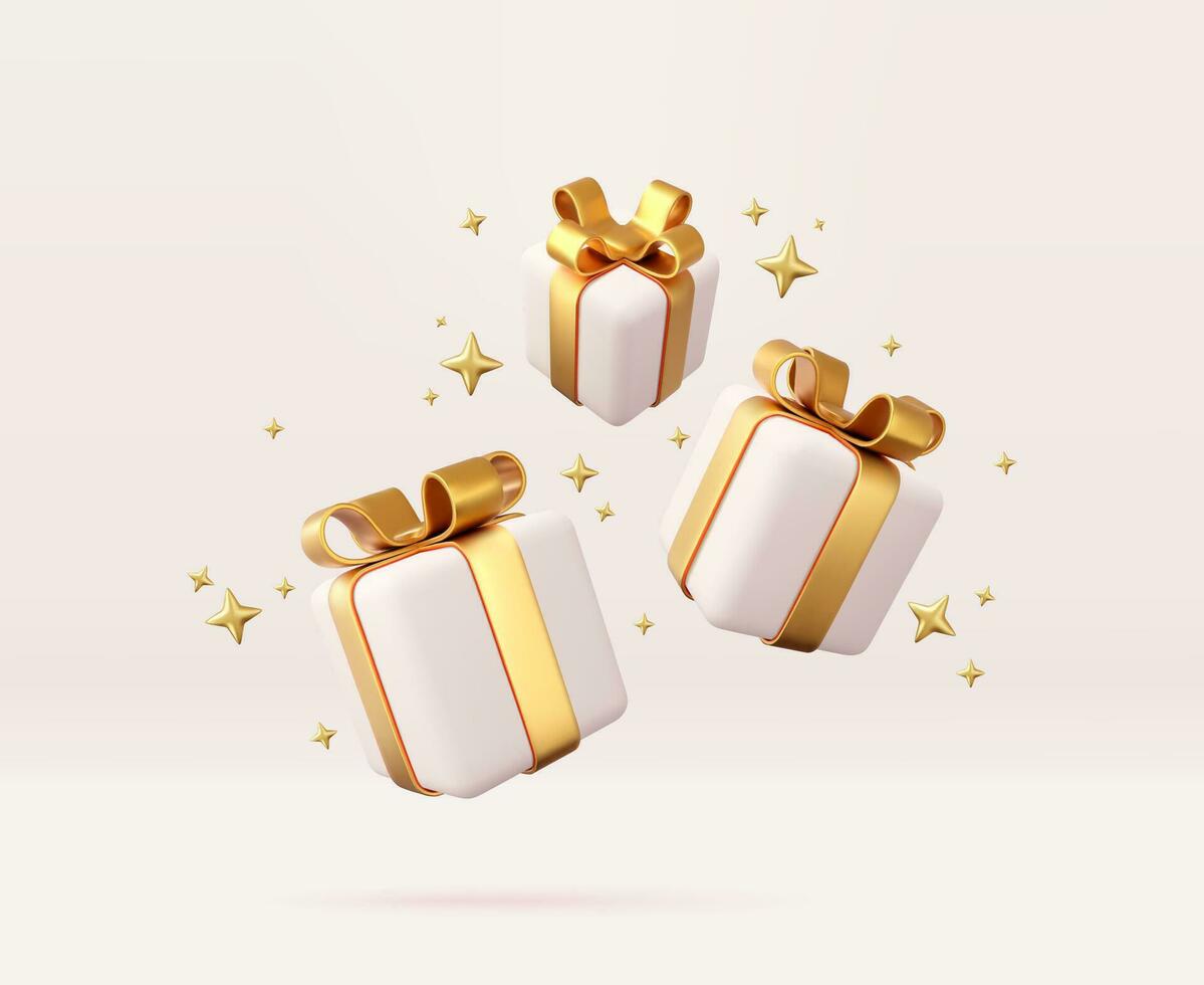 3d white gift boxes vector