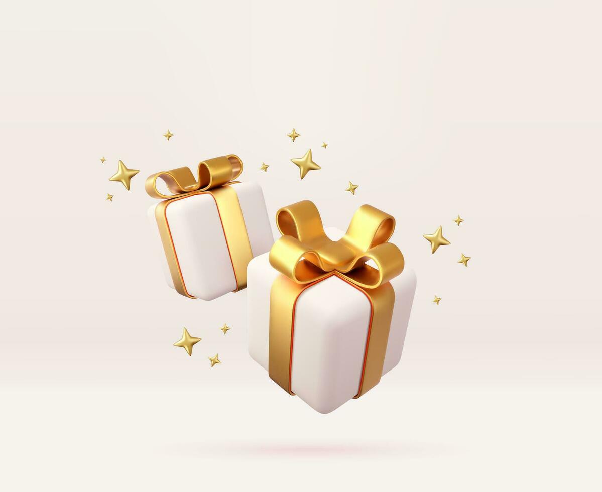 3d white gift boxes vector