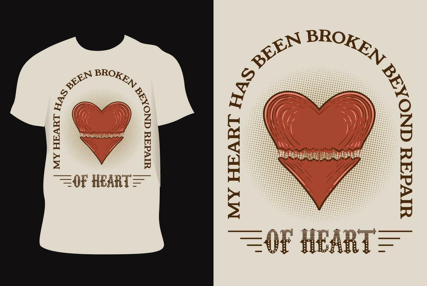 Illustration vintage broken heart vector