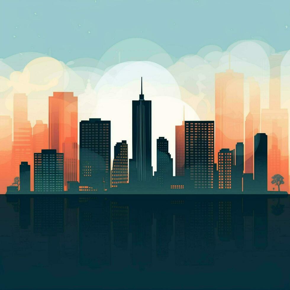 AI generated flat Silhouette skyline illu photo
