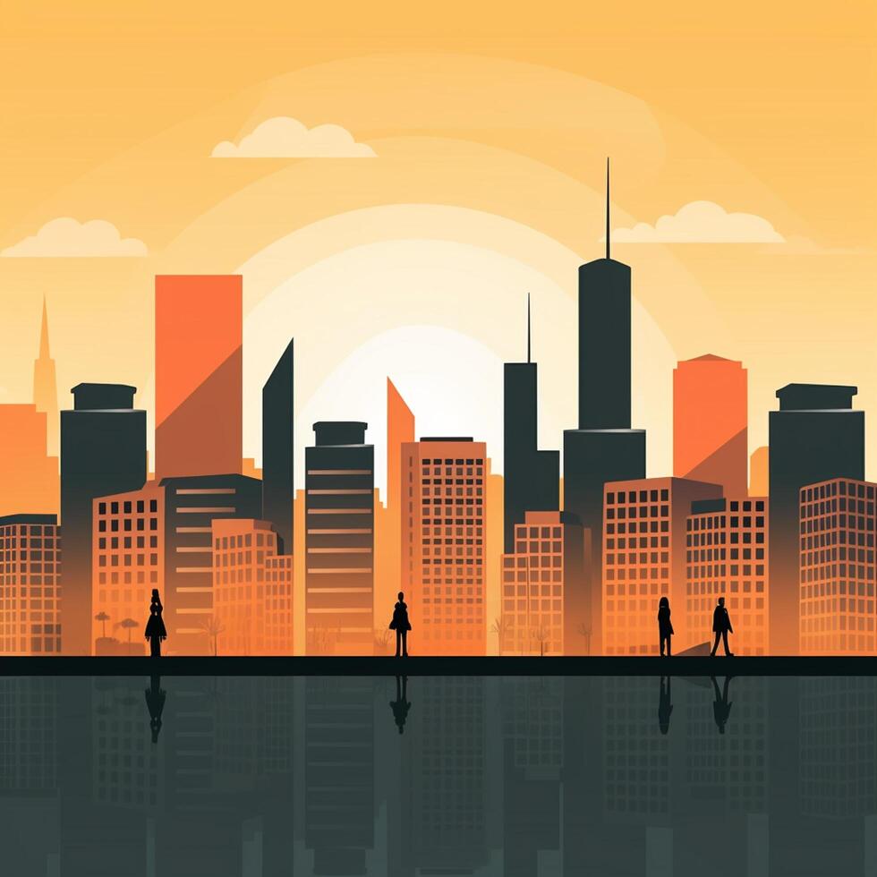 AI generated flat Silhouette skyline illu photo