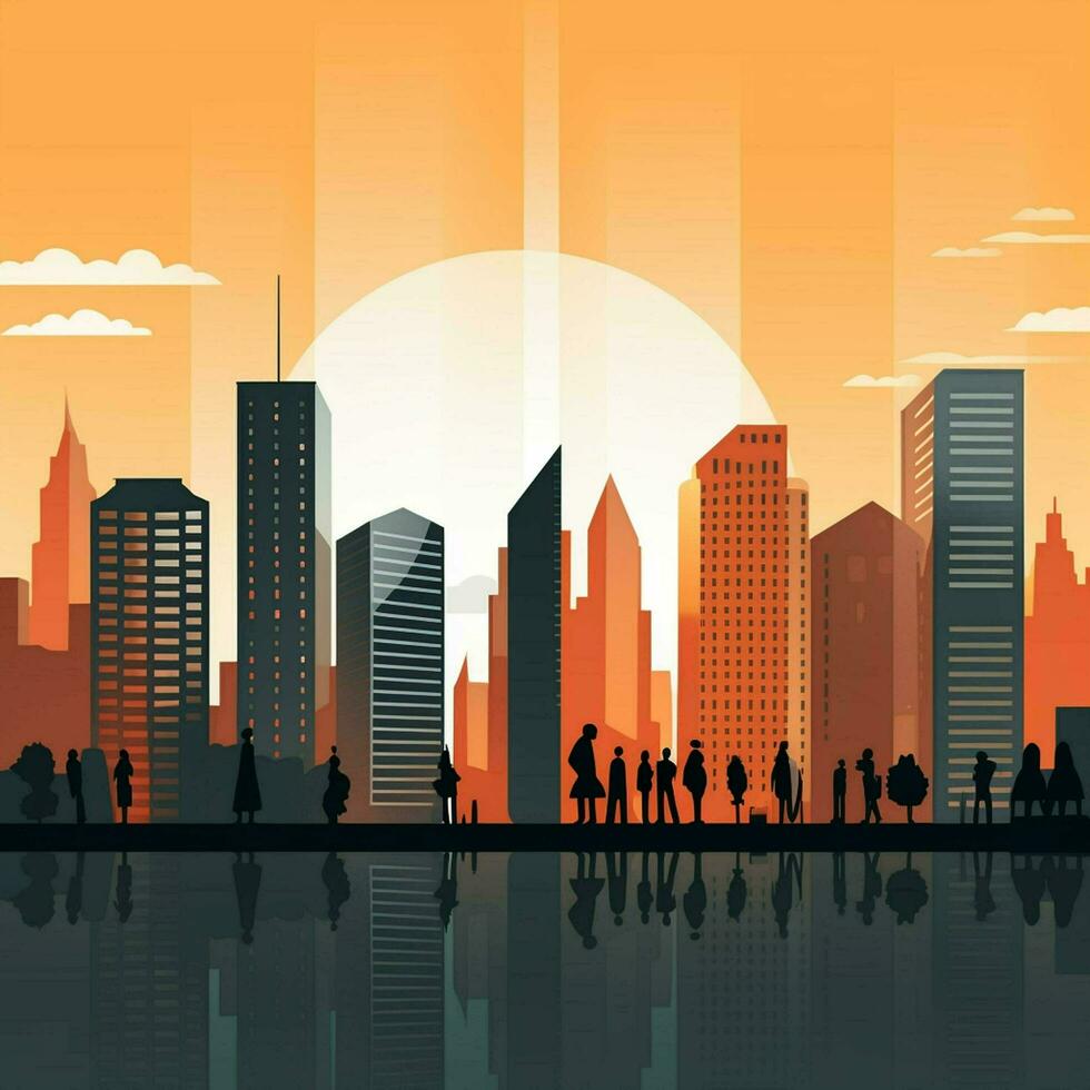 AI generated flat Silhouette skyline illu photo